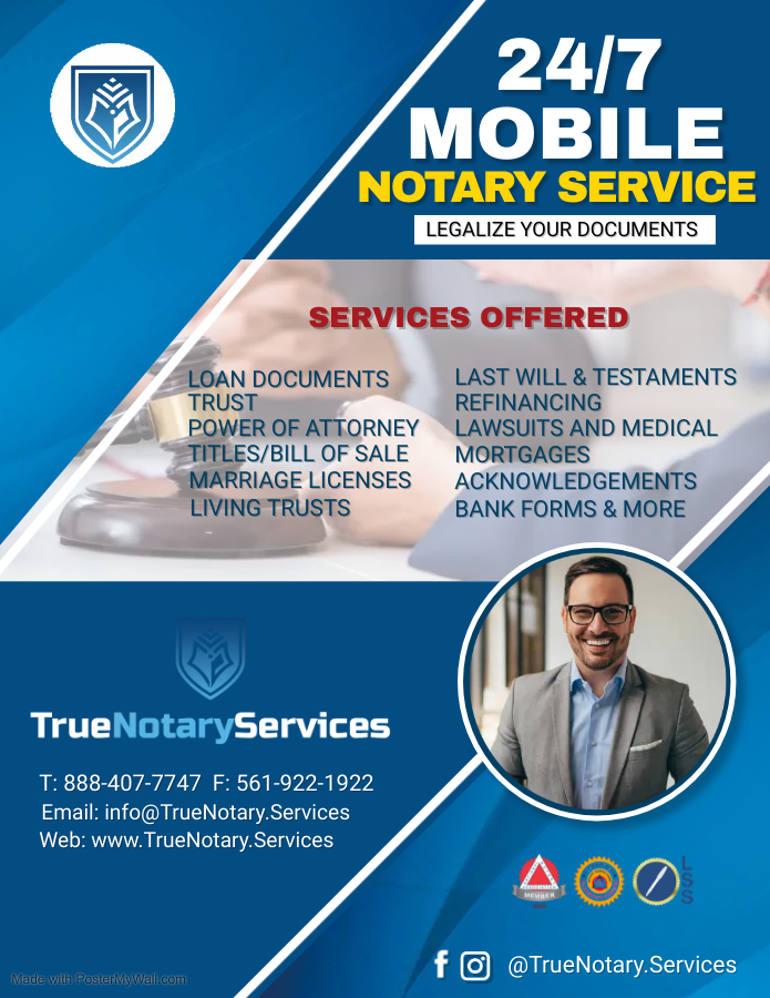 TrueNotary.Services is NNA Certified, Bonded, E&O Insured, experienced and reliable Travel Notary Firm